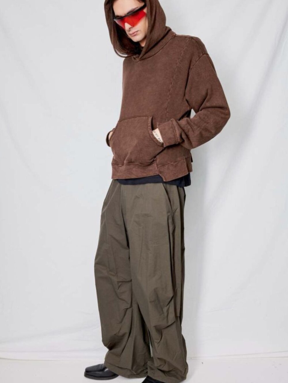 Assembly New York Brown Garment Dye Pullover Hoodie Size M Cotton